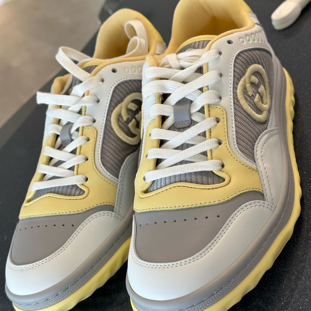 Gucci Mac80 Embroidered Sneakers 'White Grey Yellow' - Picture 1 of 5